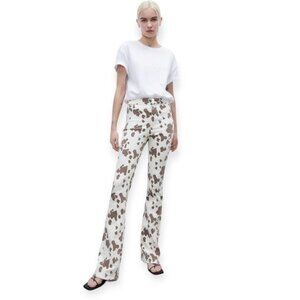 High Rise Cow Print Jeans